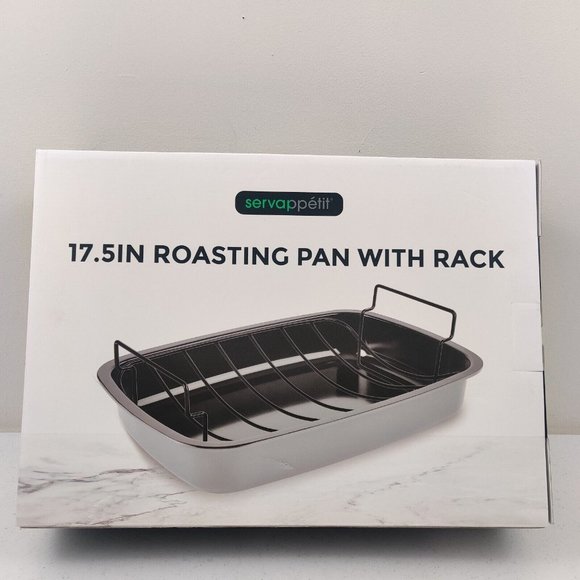 Servappetit 17.5 IN Roasting Pan with Rack Gray - Picture 5 of 6